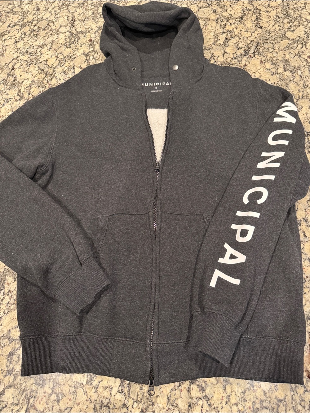 Municipal GAMEDAY FULL ZIP HOODIE Black Heather size S